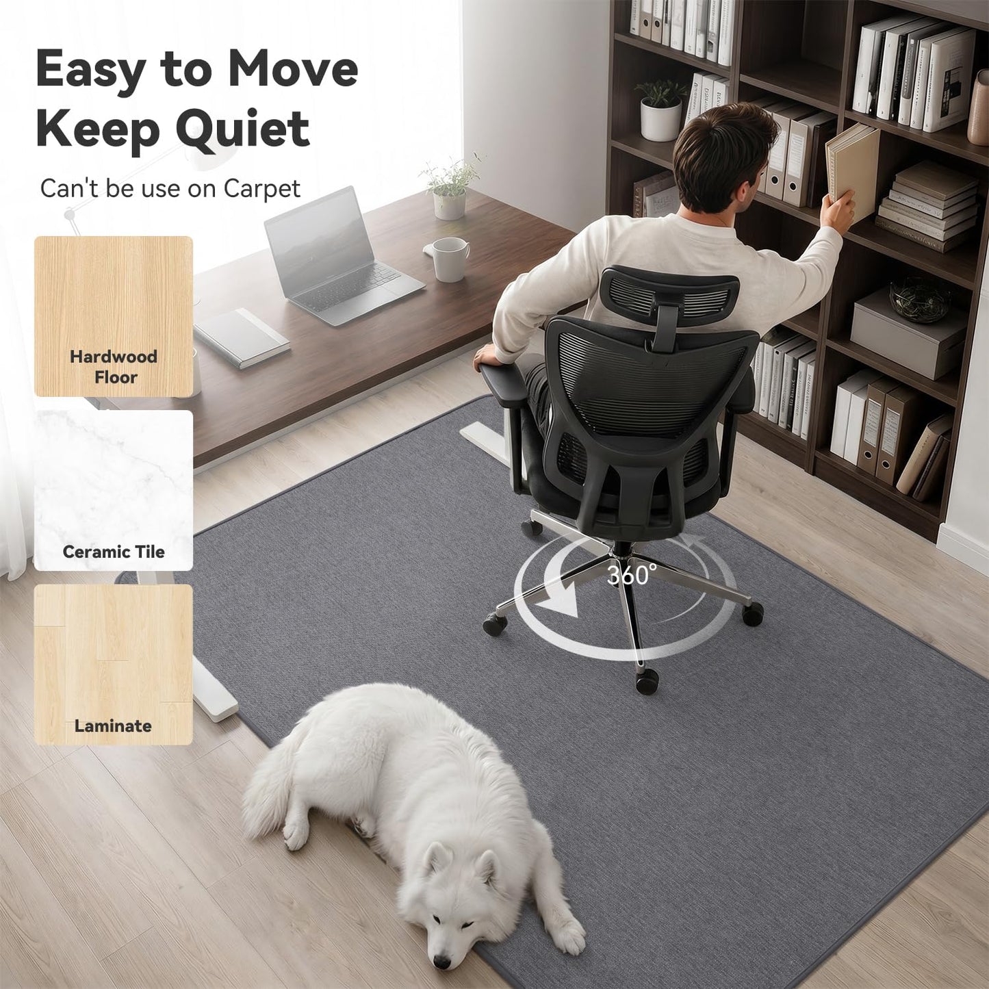 Office Chair Mat-Computer Chair Mat for Hardwood Floor 36x48in Floors Protector for Office Chair Gaming Desk Floor Chair Rug for Home Office Non Slip Rug Pad Grey