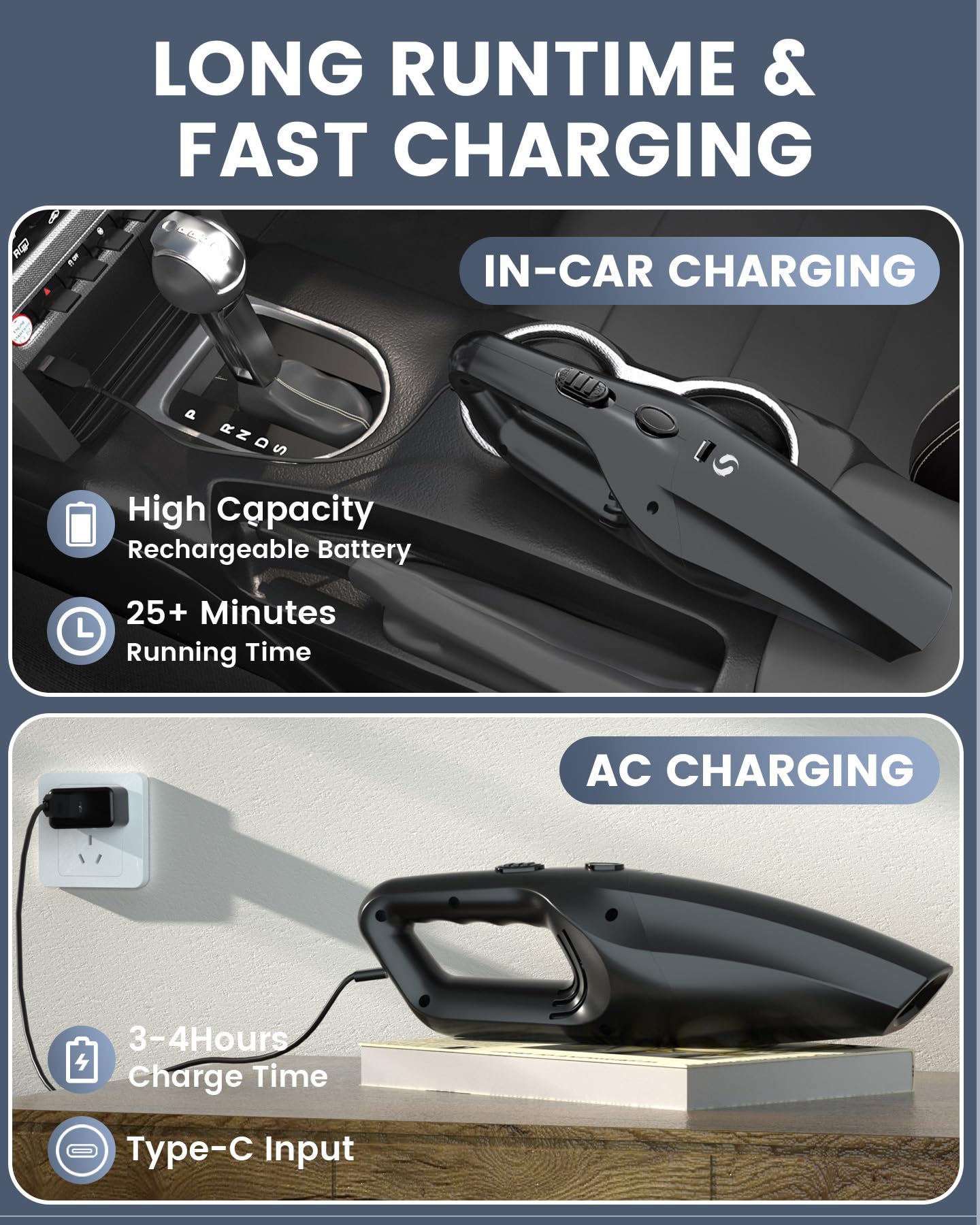 SERVOMASTER Handheld Vacuum Cordless Car Vacuum Cleaner Portable Mini Rechargeable with Powerful Suction and Lightweight Design for Quick Cleaning in Home Car Office and Pet Hair