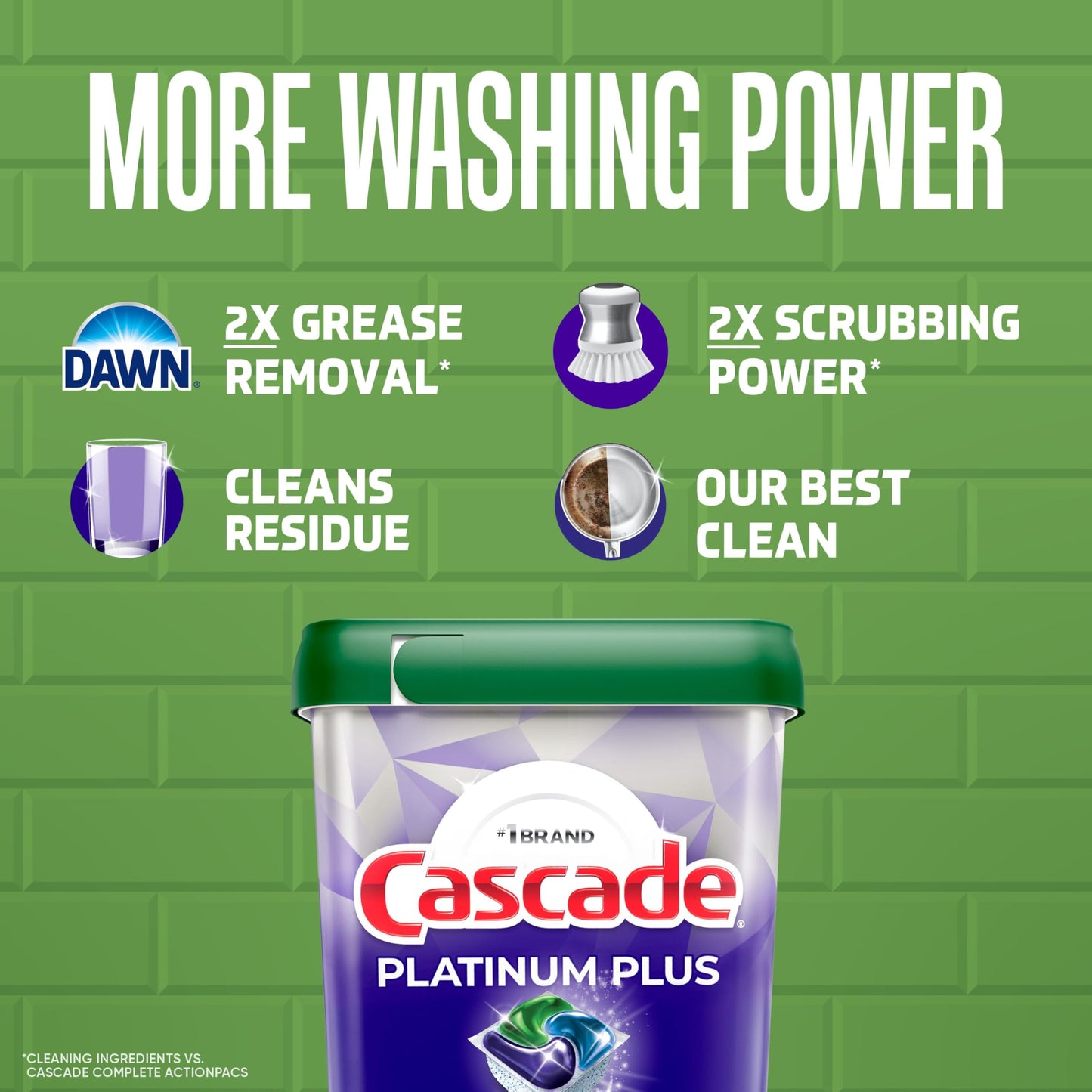 Cascade Platinum Plus Dishwasher Detergent Pods, Dish Detergent Soap, Fresh Scent, 51 Count