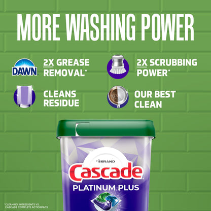 Cascade Platinum Plus Dishwasher Detergent Pods, Dish Detergent Soap, Fresh Scent, 51 Count