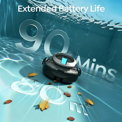 Cordless Robotic Pool Cleaner S2 with 90-Min Runtime, Ebony