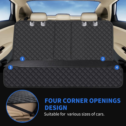 Portin Dog Car Seat Covers Pet Seat Cover, Waterproof Nonslip Bench Rear Seat Cover Compatible for Middle Seat Belt Fits Most Cars Trucks and SUVs MPVs (Black-Large Size, 60in Wide)