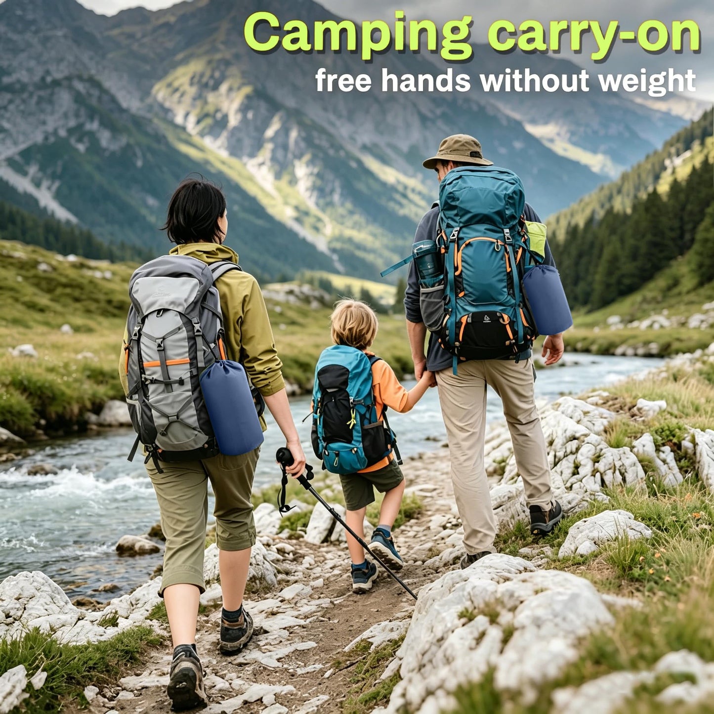 Camping Sleeping Pad, TocsQron Self Inflating Sleeping Mats with Pillow Carry Bag ＆ Built-in Foot Pump, Camping Air Mattress for Beach Backpacking Tent Hiking Traveling Picnic (Green and Blue)