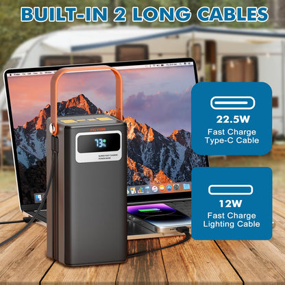 PGYOB Portable Power Station, 99.9Wh Outdoor Generator with Built in Cable, Portable Power Bank Backup Battery for Phone Charge, Travel, Home use, Camping, RV Trip