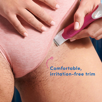 Schick Hydro Silk TrimStyle Hydrating Razor with Bikini Trimmer for Women | 2-in-1 Bikini Razor for Women and Womens Trimmer for Pubic Hair| Includes 1 Waterproof Handle, 1 Refill & 1 AAA Battery