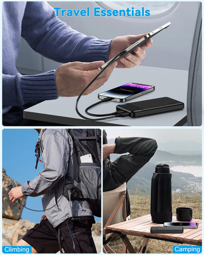 AsperX 2 Pack 10000mAh Power Bank, USB C in/Out Portable Charger for iPhone, Portable Battery Bank with 3 Output, Travel Essentials Battery Pack Power Bank for iPhone, Smartphones, Earphones and More