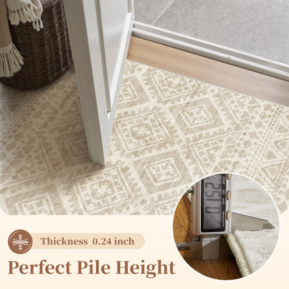 Beige Area Rug 5x7 Moroccan Carpet Rugs for Living Room Bedroom-Carpet Machine Washable Rugs for Bedroom Dining Room Living Room Rug