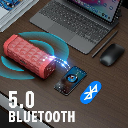 Bluetooth Speaker BUGANI Speaker Wireless, Louder Volume, Stereo Sound, 24H Playtime, 100ft Wireless Range, IPX5 Waterproof, Hands Free Calls, Built-in Mic, Portable Speaker for Home, Outdoor, Red