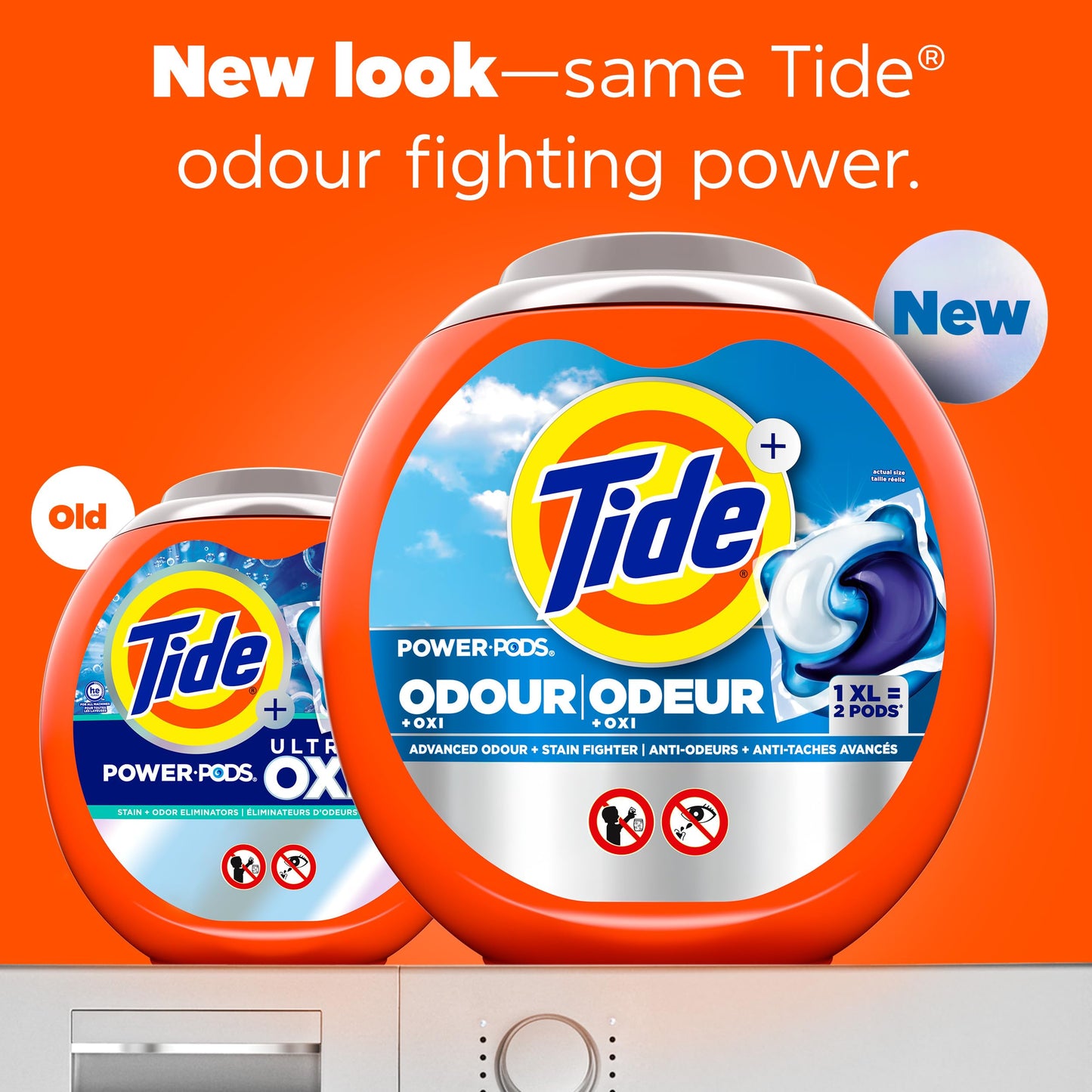 Tide Odour + Oxi Laundry Detergent Pacs, Original Scent, Advanced Odour + Stain Fighter, laudry soap washing detergent pacs, 25 Count
