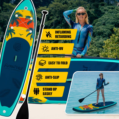 FunWater Inflatable Paddle Board 10'6"/11' Stand Up Paddle Boards with Premium Accessories, SUP Paddleboard for Adults & Youth of All Skill Levels (Emerald Breeze)
