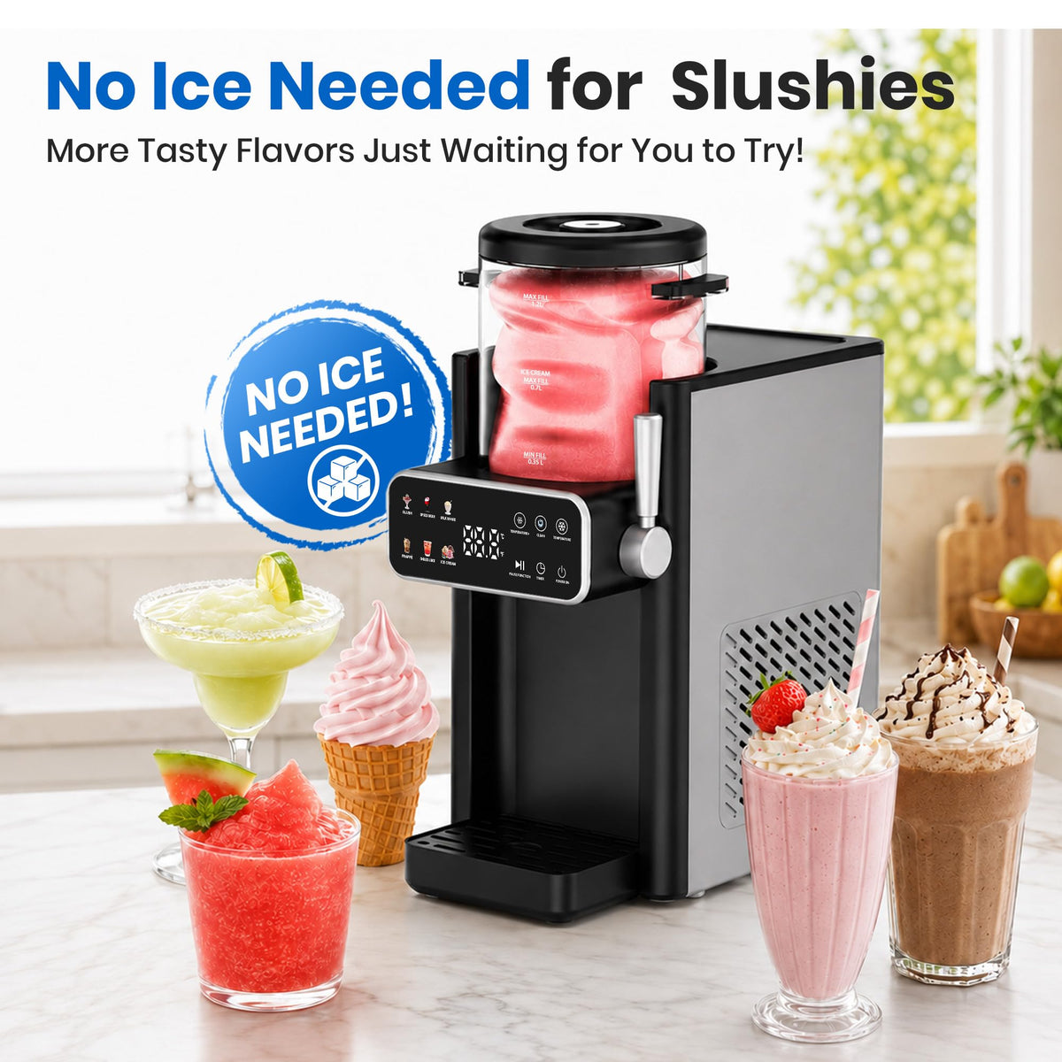 SiroSage Slushie Machine for Home, No Ice Needed Ice Cream Maker, Black