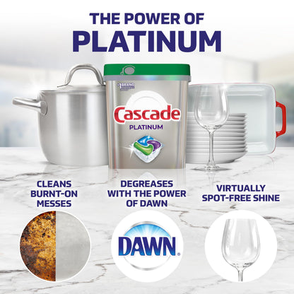 Cascade Platinum ActionPacs Dishwasher Detergent Pods, Fresh, 67 Count