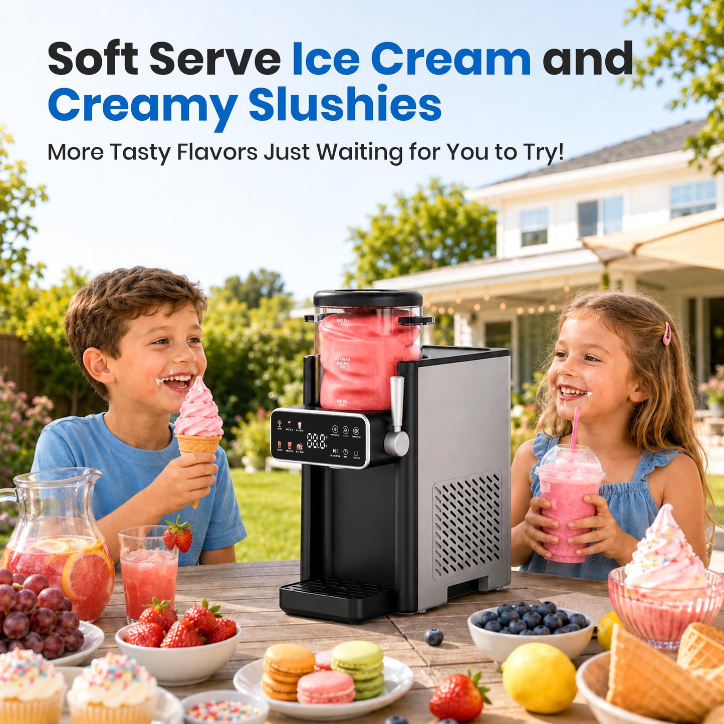 SiroSage Slushie Machine for Home, No Ice Needed Ice Cream Maker, Black