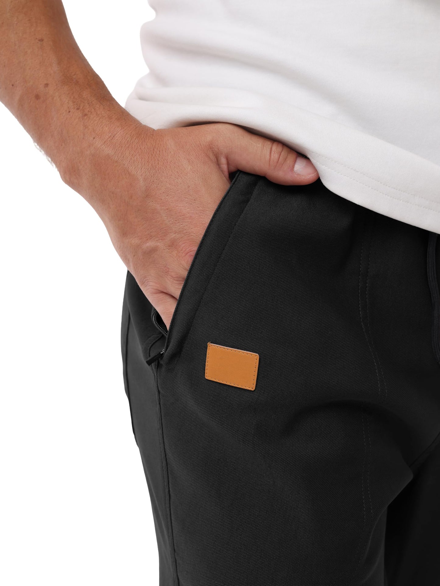 IWOLLENCE Mens Pants Casual Sweatpants for Men Joggers Elastic Waist Cotton Drawstring Chino Track Pant with Pockets Black XL