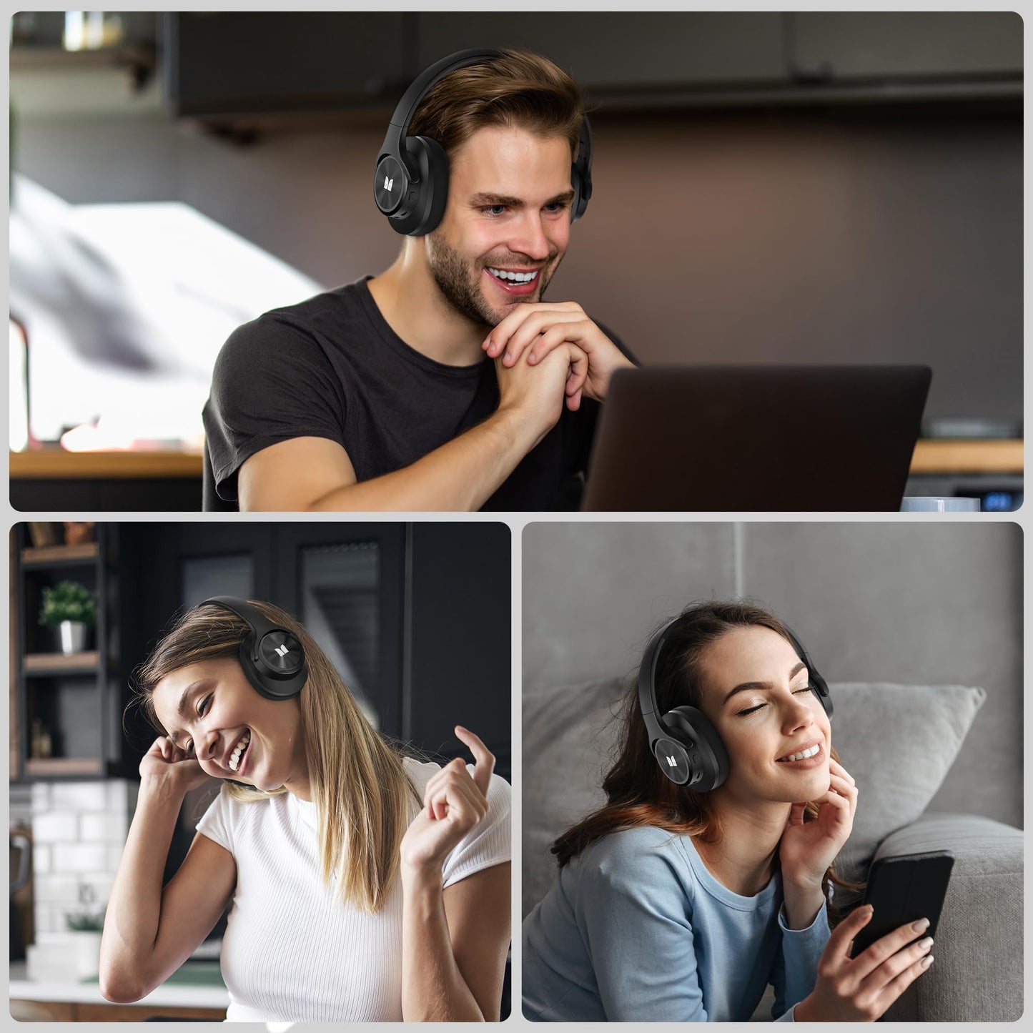 Monster Mission 200 Wireless Headphones Bluetooth 5.4-3 EQ Modes, 60H Playtime, HiFi Stereo Low Latency, Deep Bass, Foldable Lightweight for PC/Mac/Cellphone (Black)