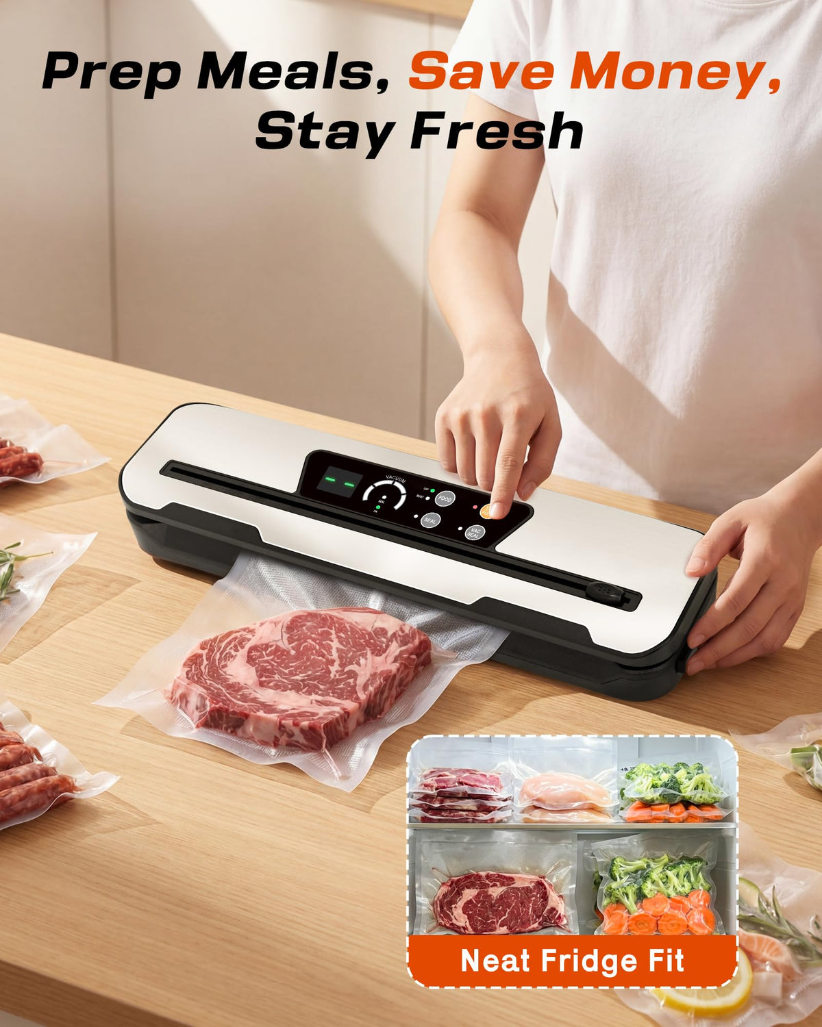Vacuum Sealer Machine, NEXT-SHINE 80kPa Powerfu Food Sealer with Digital