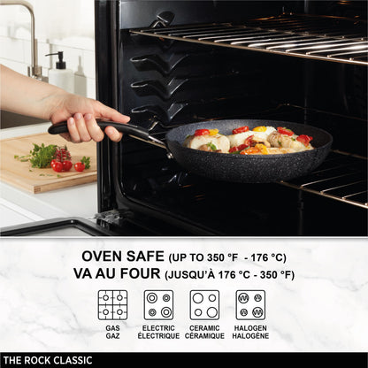 Starfrit The Rock 20cm (8") Non-Stick Fry Pan - Durable Forged Aluminum - Oven Safe - PFOA Free - Easy to Clean - Black