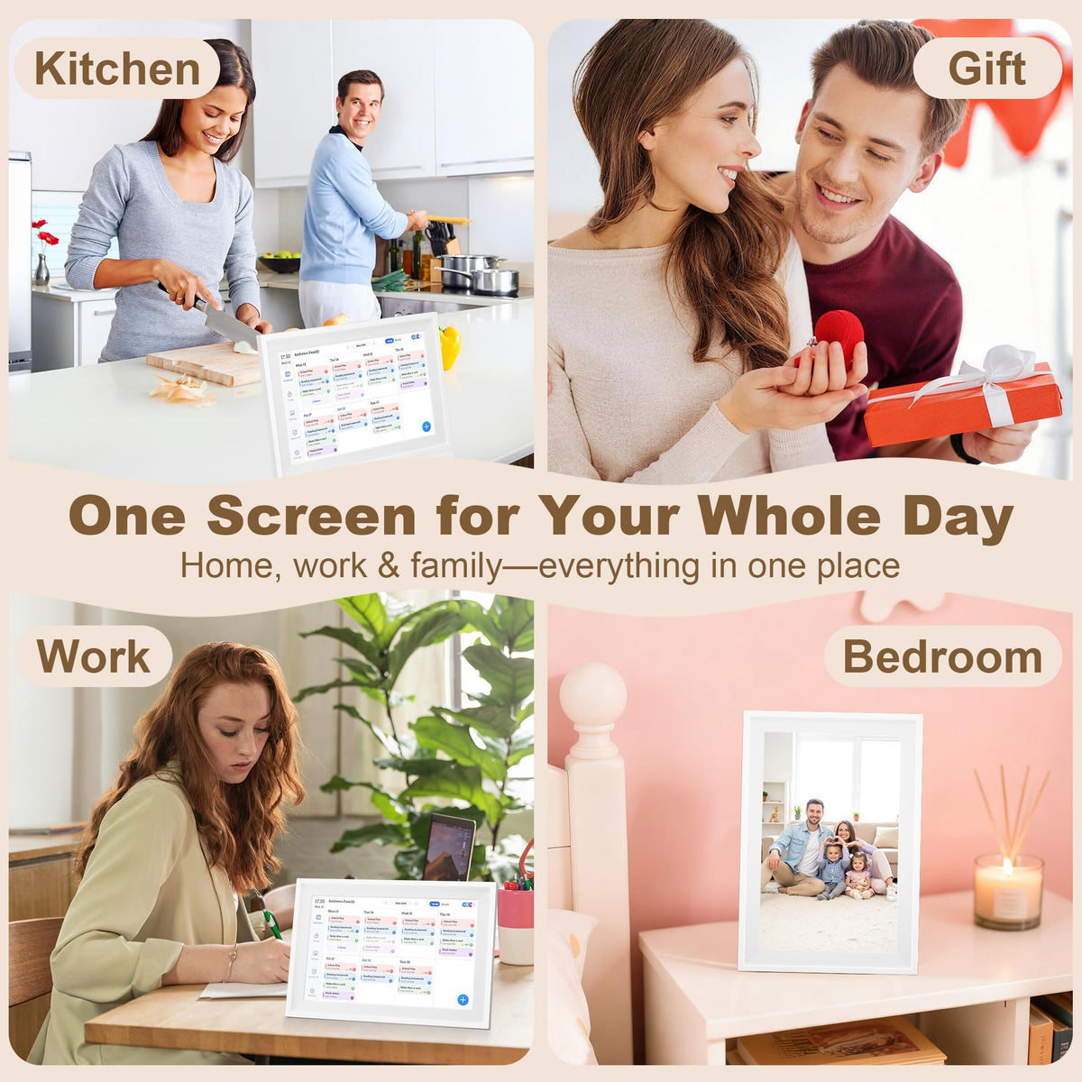 Telonixium Smart Digital Calendar 10.1 Inch Touch Screen Desk Display