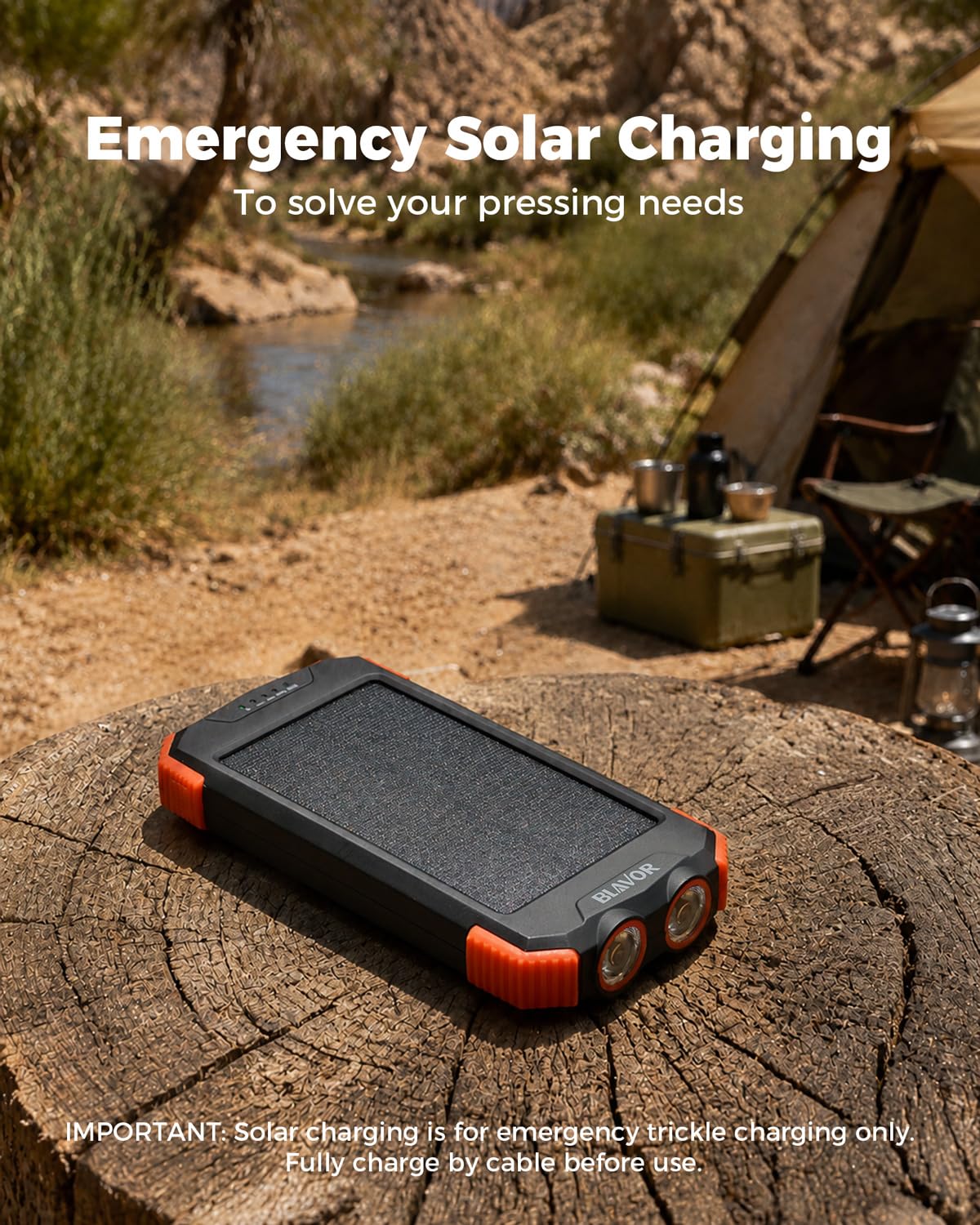 BLAVOR Solar Power Bank 10,000mAh, Wireless Portable Charger, 20W Fast Charging External Battery Pack with USB C for Cell Phones, Solar Panel Charger with Flashlight and Compass for Camping Outdoor