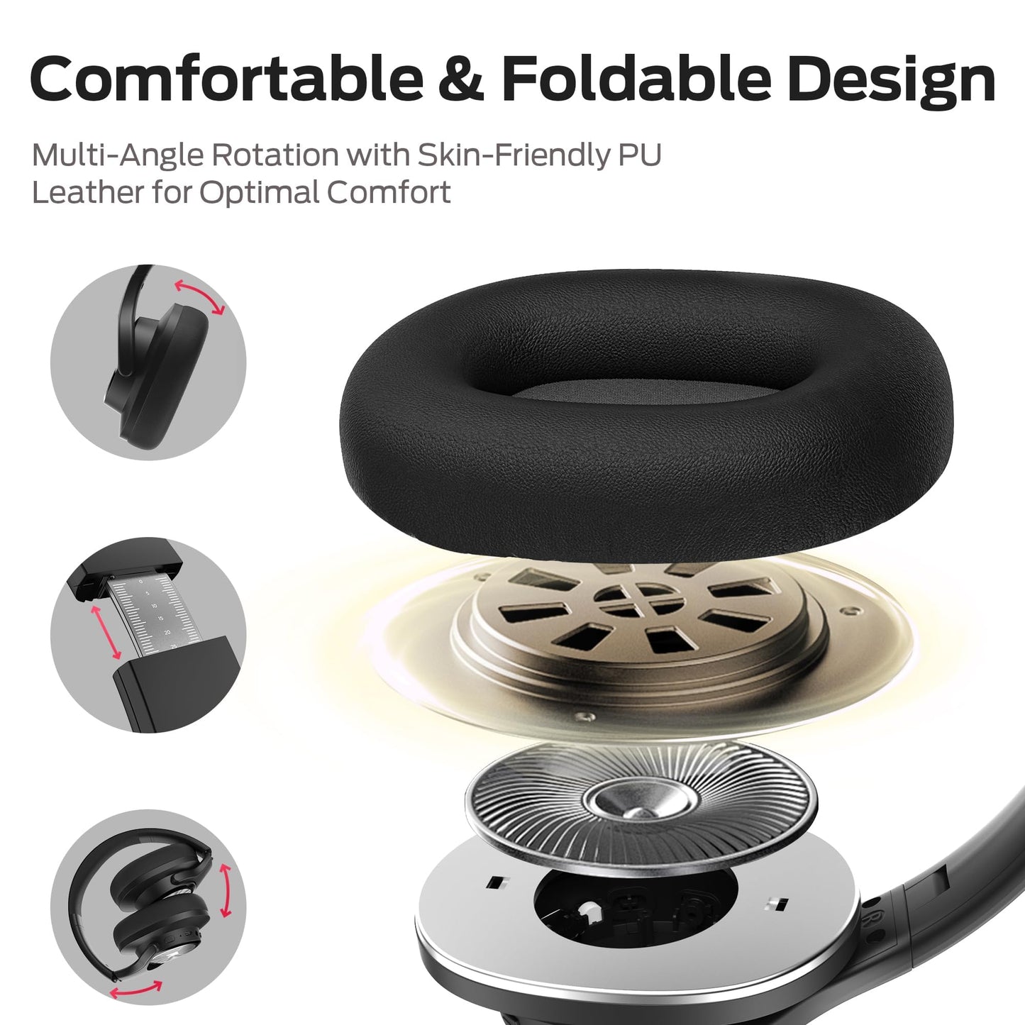 Monster Mission 200 Wireless Headphones Bluetooth 5.4-3 EQ Modes, 60H Playtime, HiFi Stereo Low Latency, Deep Bass, Foldable Lightweight for PC/Mac/Cellphone (Black)