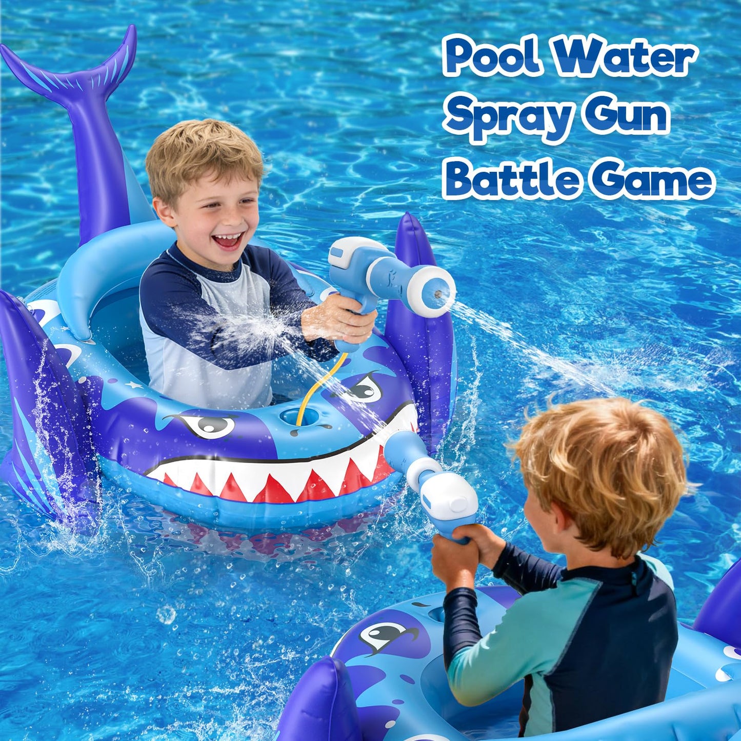 AZDYJL Pool Floaties for Kids with Water Gun, Toddler Inflatable Pool Toys