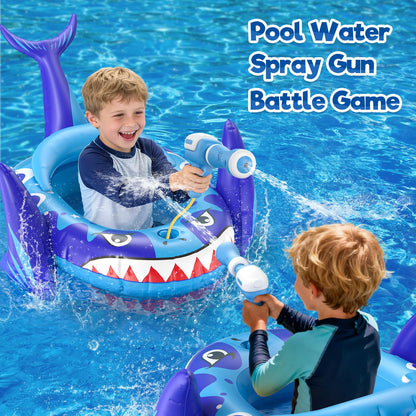 AZDYJL Pool Floaties for Kids with Water Gun, Toddler Inflatable Pool Toys