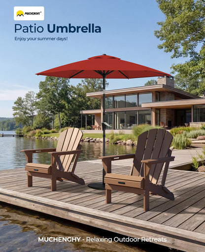 MUCHENGHY 7.5ft Patio Umbrella, Outdoor Market Table Umbrella with Push Button Tilt and Crank, 6 Ribs UV Protection Sun Shade for Lawn, Deck, Garden, Fishing, Backyard & Pool(Burgundy Red)