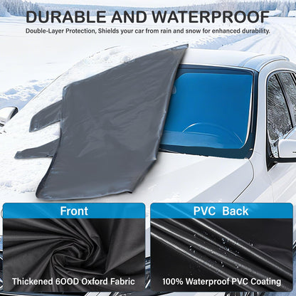 Instraella Windshield Cover for Ice and Snow, Heavy Duty Oxford Fabric, Secure Fit Windproof Frost Snow Cover Windshield Protector for Cars, Compact SUVs, Trucks, Winter Car Accessories(M)