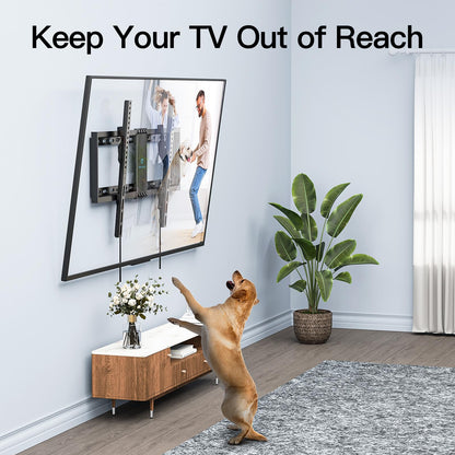 PERLESMITH Tilting TV Wall Mount for 37-82 Inch Flat Curved TVs, Low Profile Tilt TV Mount up to 132 lbs, Wall Mount Bracket Fits 16”/18”/24” Wood Studs, Max VESA 600x400mm, PSLTK1