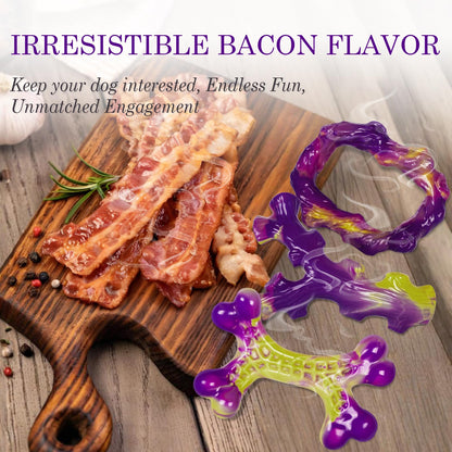 Frienhund Dog Toys for Aggresseive Chewers: Tough Dog Toy for Large Dogs, 3-Pack Indestructible Dog Toys to Keep Them Busy, Dog Chew Toy for Large Breeds, Safe and Non-Toxic Dog Toys, Purple