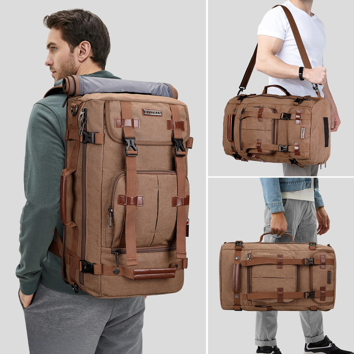 WITZMAN Canvas Travel Backpack for Men Vintage Laptop Backpack