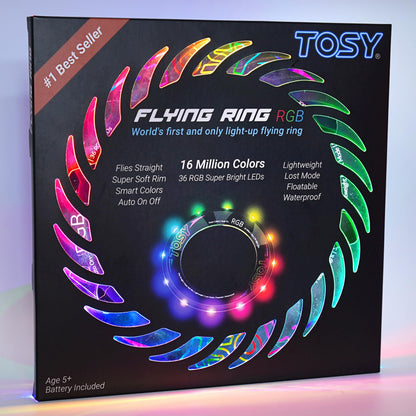 TOSY Flying Ring - 36 RGB Multicolor LEDs, Super Bright, Lost Mode, Auto Light Up, Easter Basket Stuffers Gift for Kid/Teen/Boy/Girl, Safe, Waterproof, Pool/Beach/Camping Toy