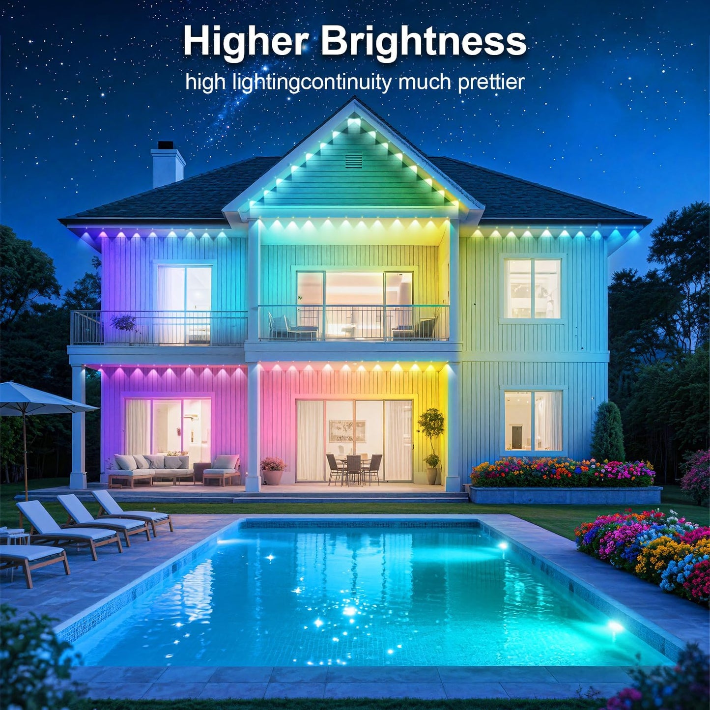 100FT/30M Permanent Outdoor RGB Lights - IP67 Waterproof with Smart App Control Remote,DIY Scene Modes, Music Synchronization,Eaves Lights for Garden Decor,Deck,Christmas