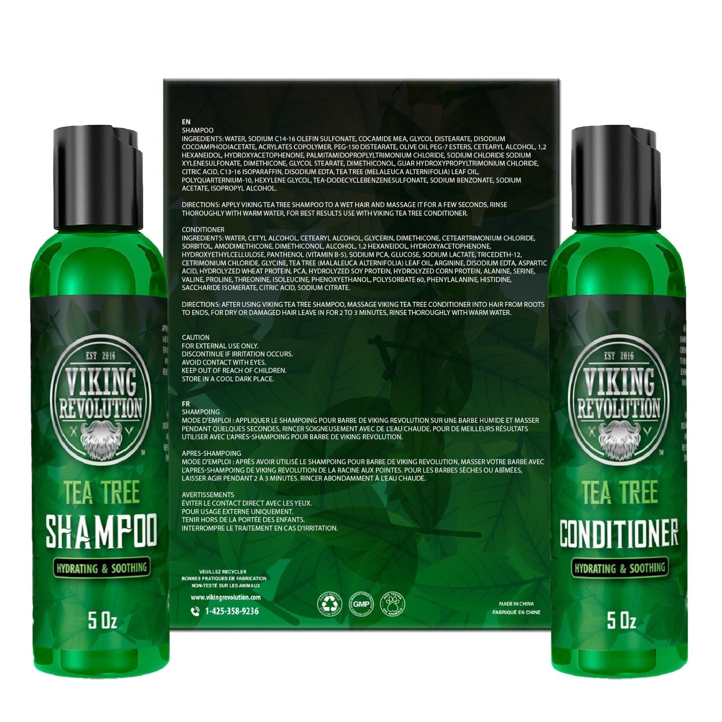 Viking Revolution Tea Tree Shampoo Men + Conditioner 5 fl oz (150ml) - Mens Shampoo W/Tea Tree Oil - Tea Tree Shampoo And Conditioner