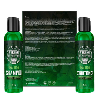 Viking Revolution Tea Tree Shampoo Men + Conditioner 5 fl oz (150ml) - Mens Shampoo W/Tea Tree Oil - Tea Tree Shampoo And Conditioner