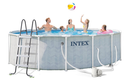 INTEX 26745EP 16Ft X 48In Chevron Prism Frame Premium Above Ground Swimming Pool Set