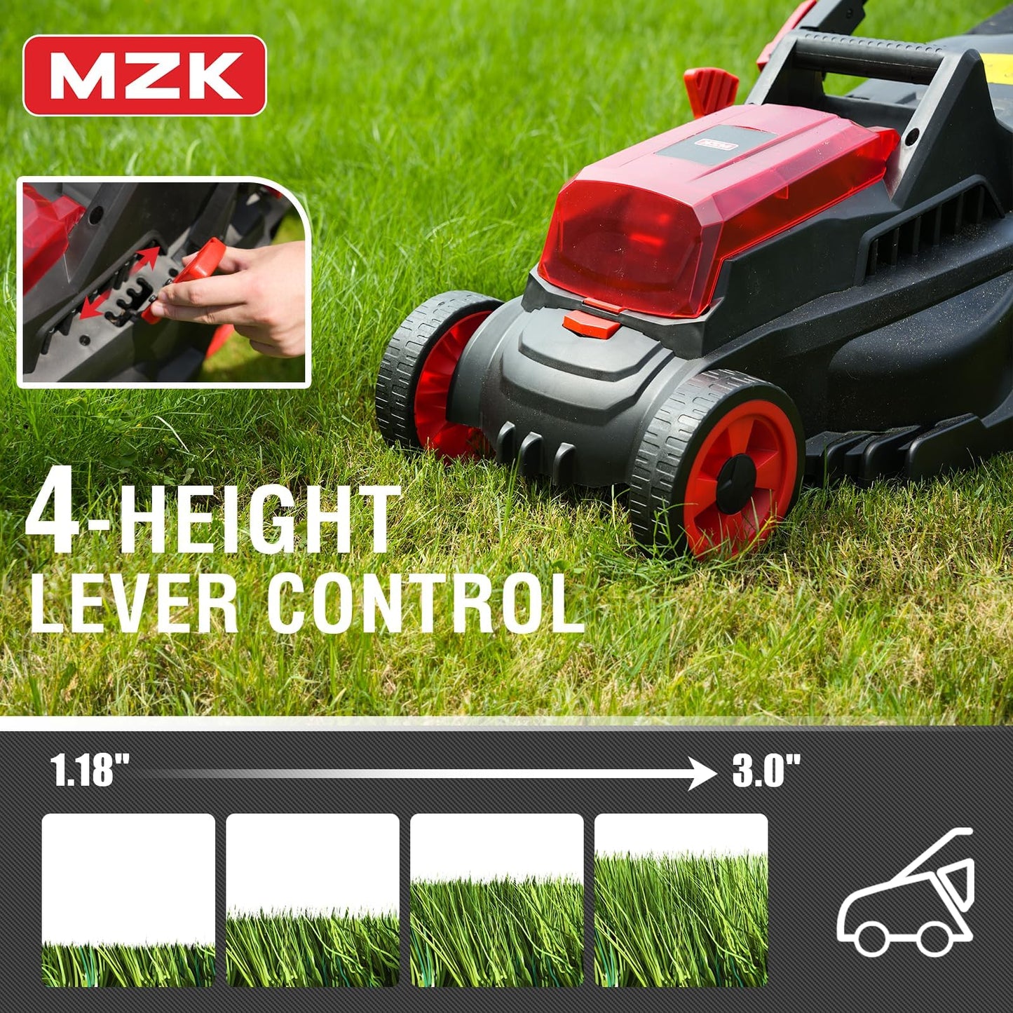 MZK 40V(2 x 20V) 13”Cordless Electric Lawn Mower,with 4-Position Height Adjustment,Compact and Lightweight Push Battery Powered Lawn Mower (LM13CA08)