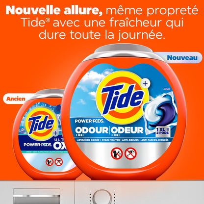 Tide Odour + Oxi Laundry Detergent Pacs, Original Scent, Advanced Odour + Stain Fighter, laudry soap washing detergent pacs, 25 Count