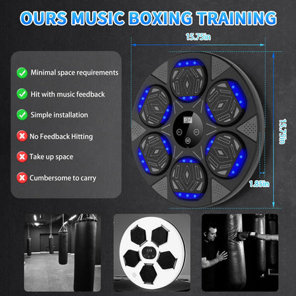 2025 Upgraded Music Boxing Machine for Adults & Kids - Wall-Mounted Smart Punching Target with Boxing Gloves, Home Gym & Office Training Equipment (Latest Model),Charcoal Gray