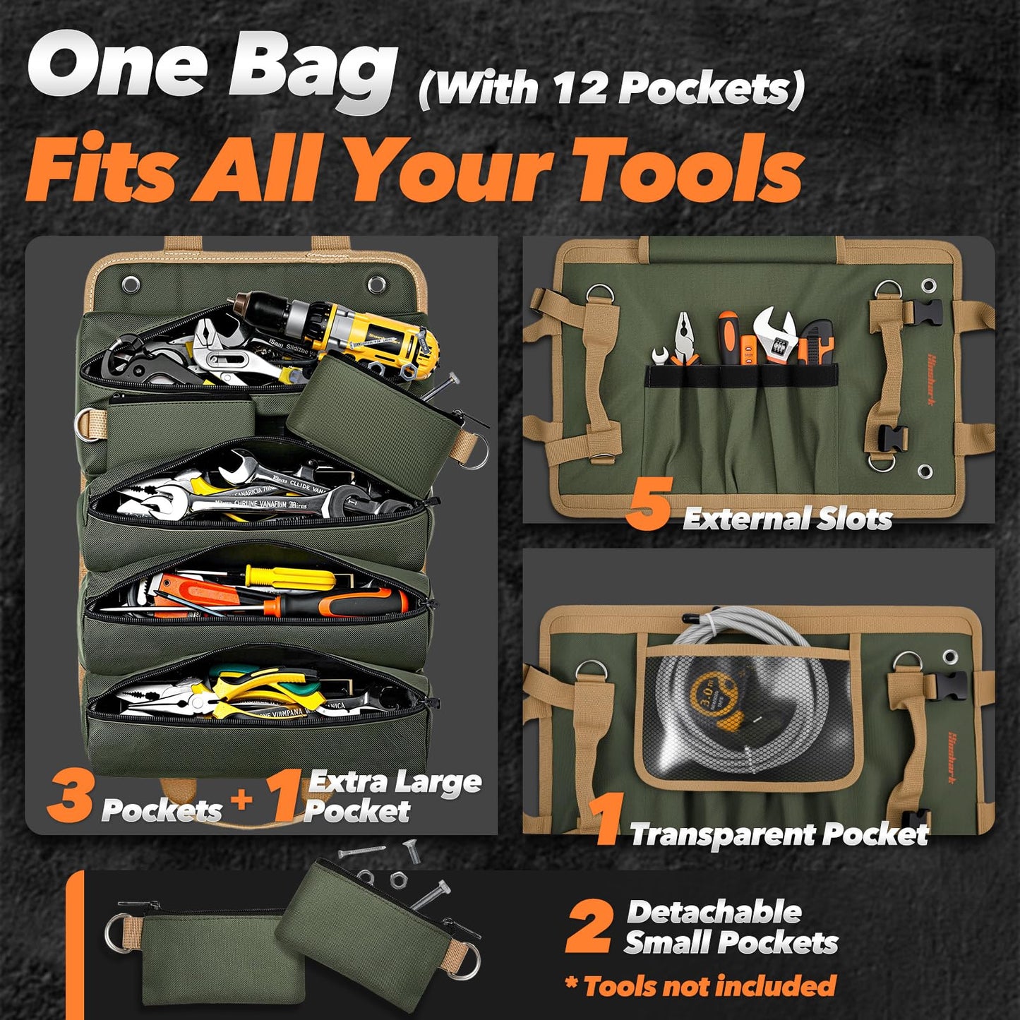 Gifts for Men Roll Up Tool Bag, Anniversary Birthday Gifts, Tools Storage