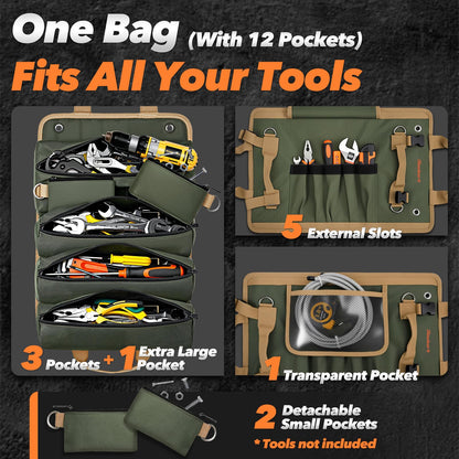 Gifts for Men Roll Up Tool Bag, Anniversary Birthday Gifts, Tools Storage