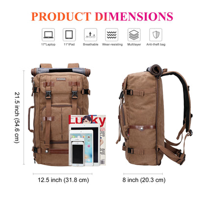WITZMAN Canvas Travel Backpack for Men Vintage Laptop Backpack