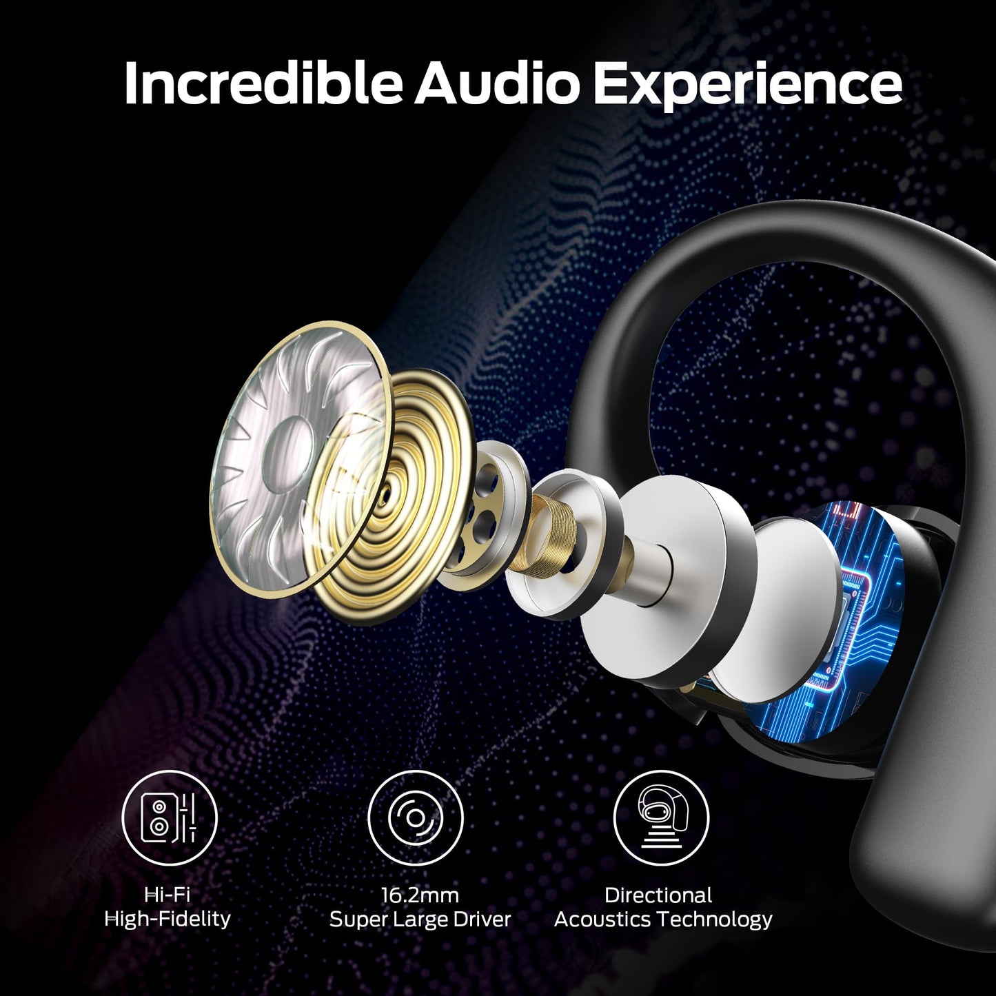 Monster Wireless Earbuds Open Ear AC311, Bluetooth 5.4 Open Ear Headphones, Up to 30 Hours Playtime Bluetooth Ear Earphones with Stereo Sound, Touch Control and IPX5 Waterproof Open Ear Buds