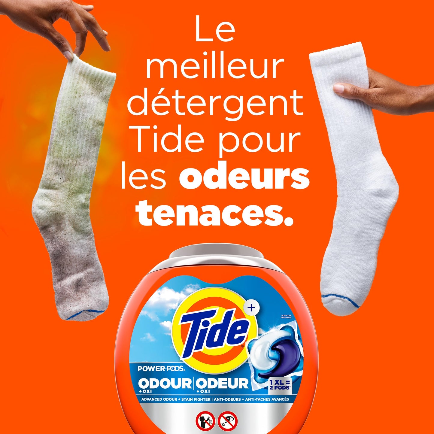 Tide Odour + Oxi Laundry Detergent Pacs, Original Scent, Advanced Odour + Stain Fighter, laudry soap washing detergent pacs, 25 Count