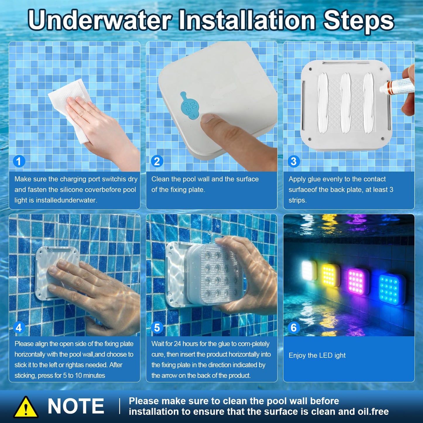 Rechargeable Submersible Pool Lights - Waterproof LED Pool Lights for Above Ground & Inground Pools, 16 Color Changing Underwater Lights with RF Remote, Magnetic Pond Lights for Hot Tub(1, WhiteA)