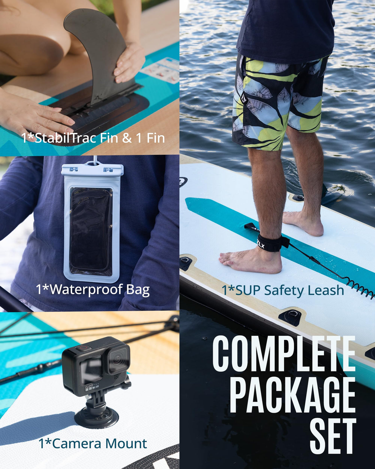 ZLX 11'6" Inflatable Paddle Board, Super Wide Stand Up Paddleboard with Removable Center Fin for Stability & Speed, Touring SUP with Accesssories for All Skill Levels, 500LBS
