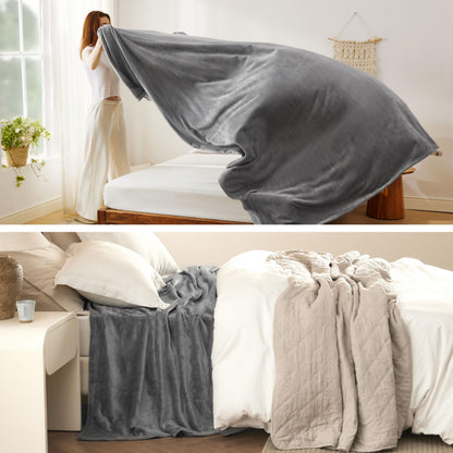 Bedsure Fleece Throw Blankets for Couch Bed Twin Size, Grey Gifts 60x80