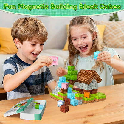 Magnetic Blocks Magnetic Building Blocks Cubes - 35PCS Tin Box Magnet Toys Travel Set STEM Educational for Kids Ages 4-8, 6-8, 8-12 Year Old Boys and Girls Birthday Christmas