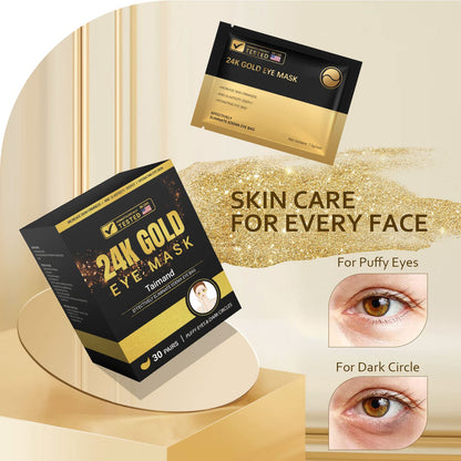 Taimand Under Eye Patches (30 Pairs), 24K Gold Eye Mask for Dark Circles