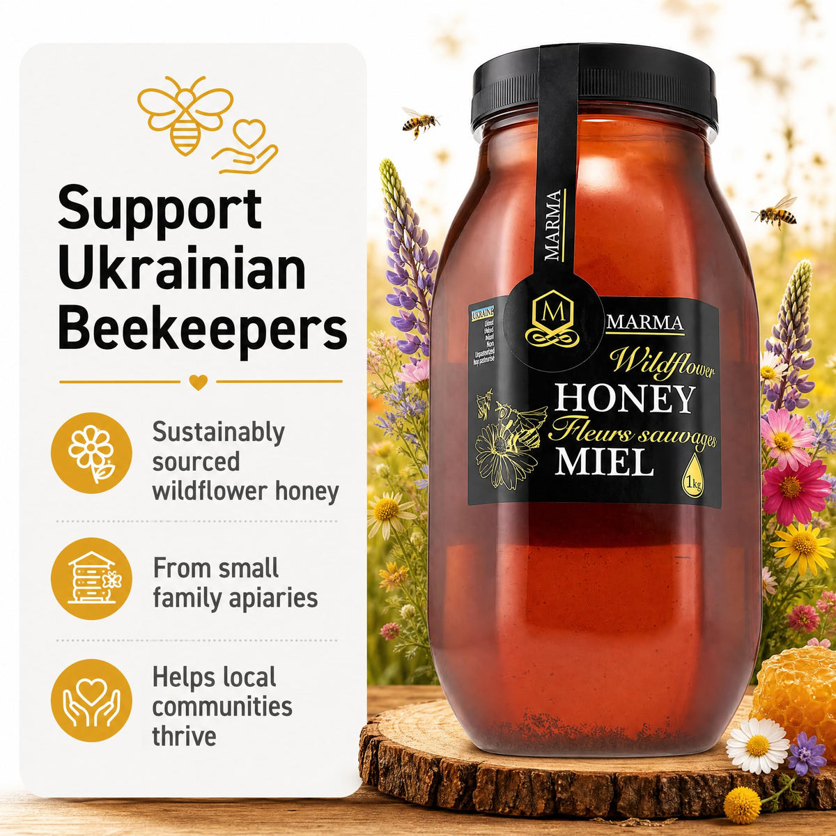 HONIGMA Marma Wildflower Honey, 1000g/35.2oz